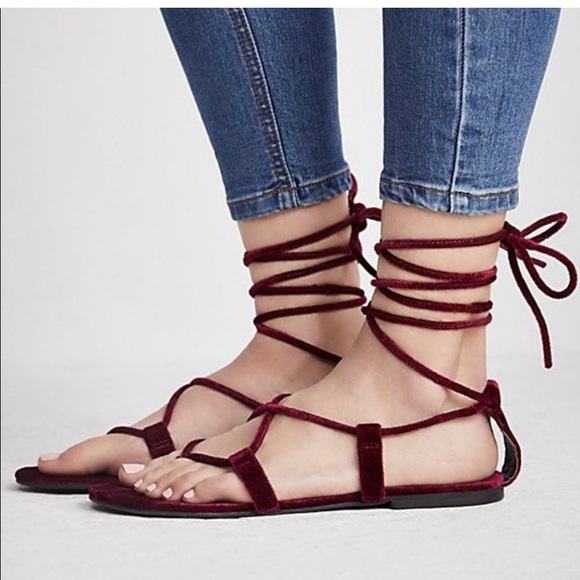 Jeffrey Campbell Blush Pink Velvet Lace-up Sandals - Picture 7 of 7